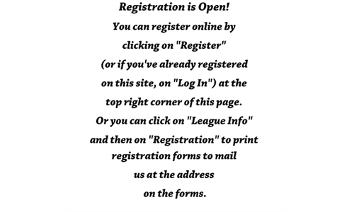 Registration is Open! Click here for more information!